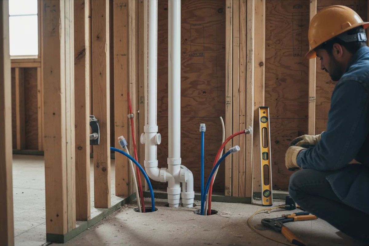 Drain and supply rough-in during Garbage Disposal Repair in Glen Ellyn